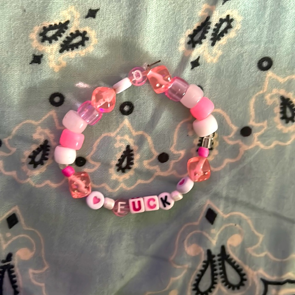 F*ck Q  strawberry 🍓 pink and angelic white bracelet 💗